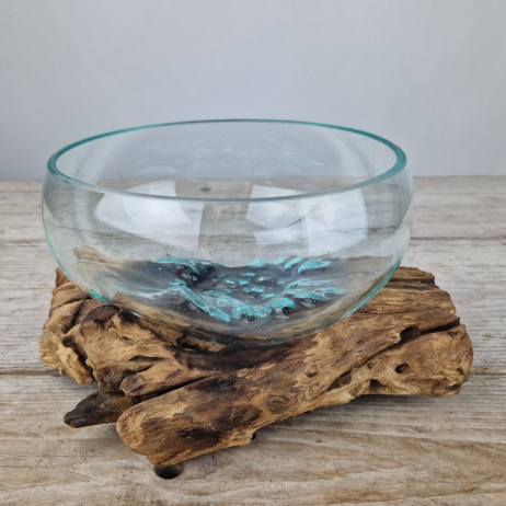 Glasschale auf Holz (b)