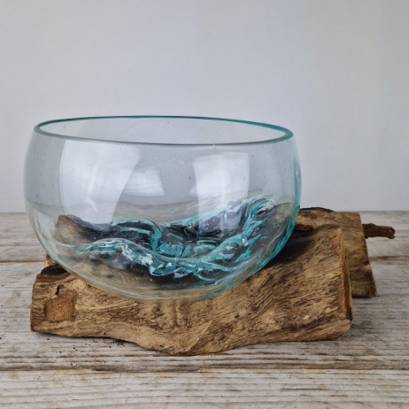 Glasschale auf Holz (b)