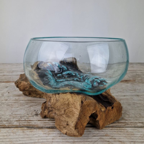 Glasschale auf Holz (b)