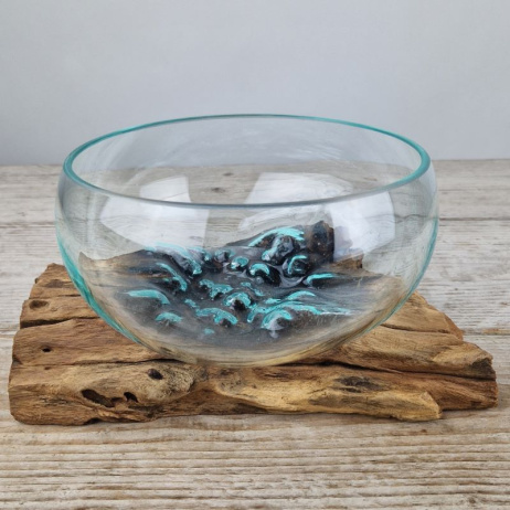 Glasschale auf Holz (b)