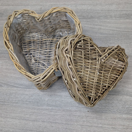 Herzförmiger Korb Rattan 2-Teilig