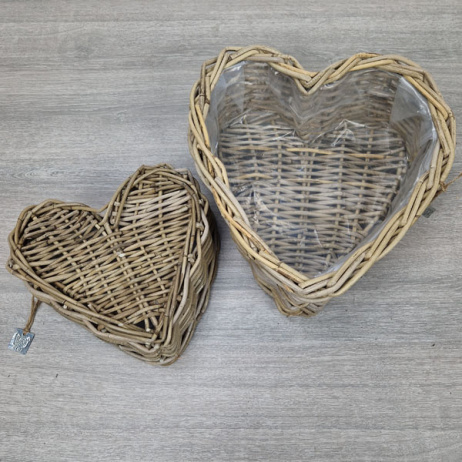 Herzförmiger Korb Rattan 2-Teilig