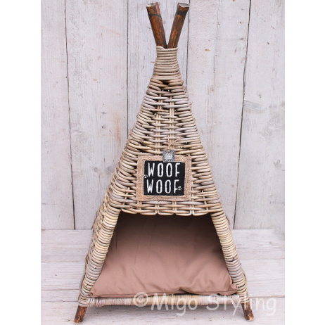 Hundebett Pyramide Rattan Grau