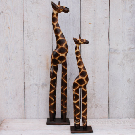 Houten giraffe set van massief hout