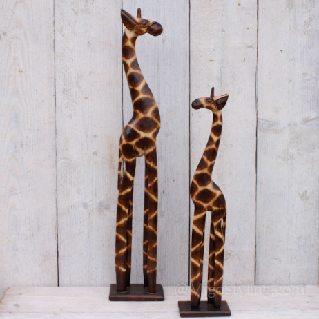 Houten giraffe set van massief hout