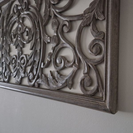 Houten Wandpaneel / Wandornament in bruin/white wash