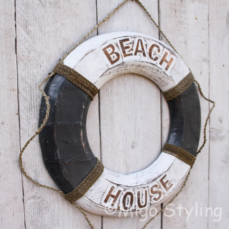 Houten boei Beach House Grijs