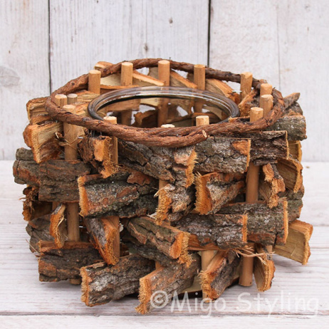 Houten lantaarn Naturel 
