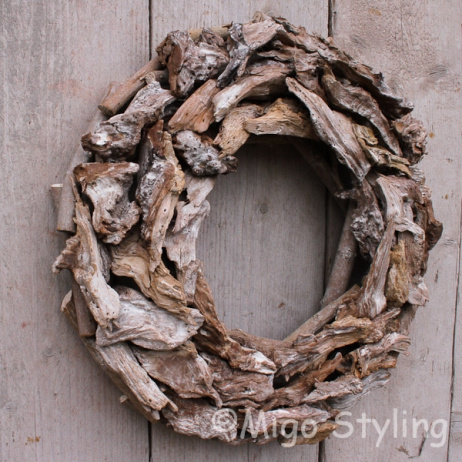 Houtkrans white wash Dia 50cm