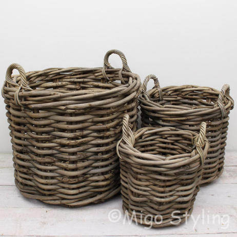 Holzkorb grobes Rattan rund M