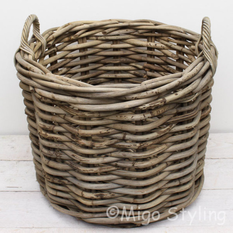 Holzkorb grobes Rattan rund L