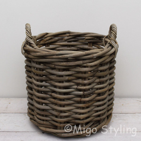 Holzkorb grobes Rattan rund M