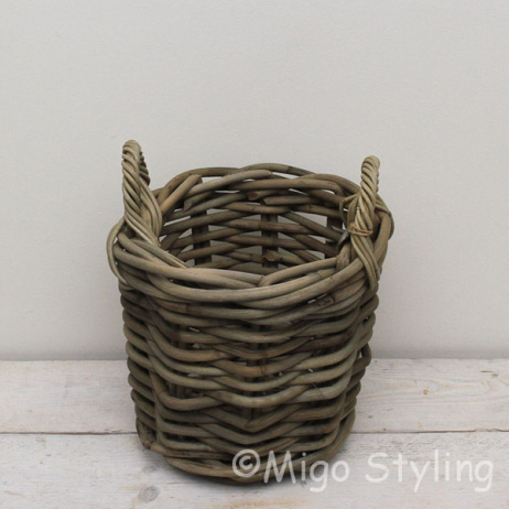 Holzkorb grobes Rattan rund S