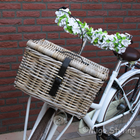 Bakfietsmand middel met deksel grey 