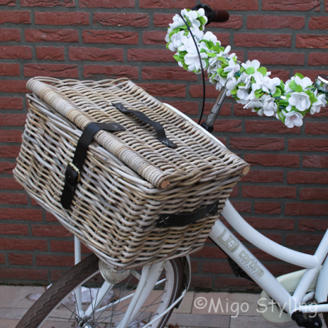 Bakfietsmand middel met deksel grey