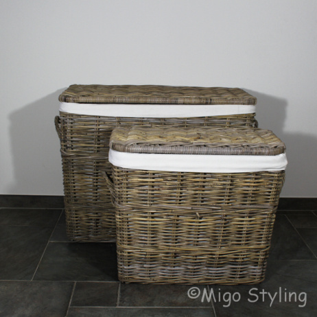 Wasmand hoog  grey rotan