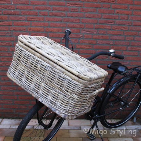Fietskoffer groot grey rotan