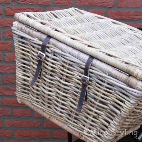 Fietsmand met deksel L grey rotan