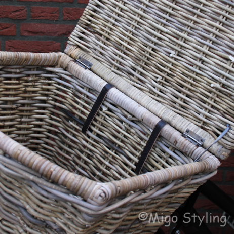Fietsmand met deksel L grey rotan