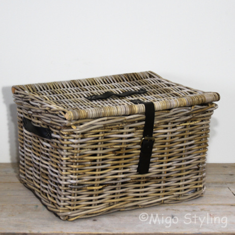 Mand met deksel (XL) grey rotan 