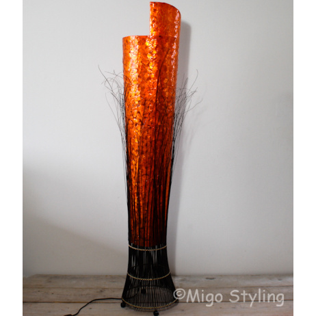 Vloerlamp Capizschelpen oranje 