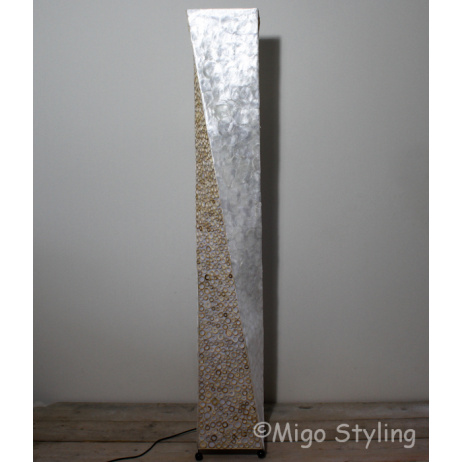 Vloerlamp Twist capizschelp 150 cm licht bamboe 