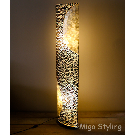 Vloerlamp Capizschelp met bamboe ovaal (donker)