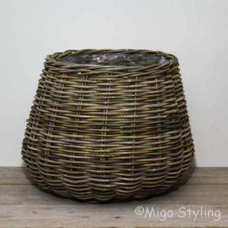 Pflanzenkorb Kugel großes Model Rattan Grau 