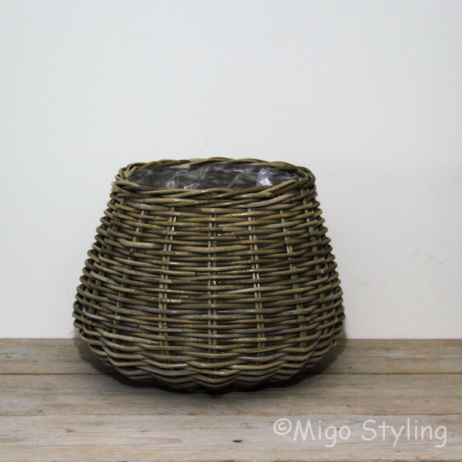 Plantenmand bol klein model grey rotan