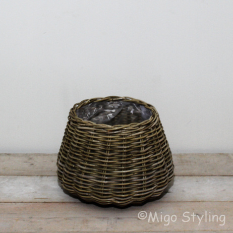 Plantenmand bol klein model grey rotan 