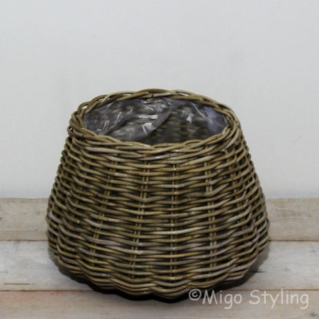 Pflanzenkorb Kugel großes Model Rattan Grau