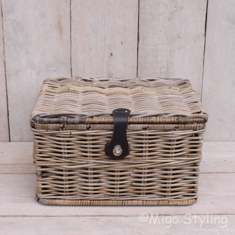 Mand met deksel (M) grey rotan 