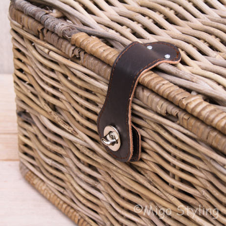 Mand met deksel (M) grey rotan