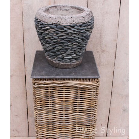 Rattan Säule Antik Grau