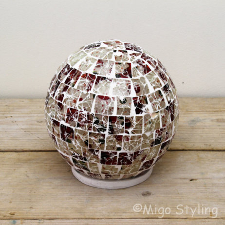 Farbige Mosaik-Design-Tischlampe Sphere (rot, orange, grün)