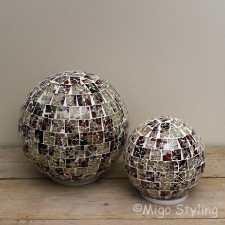Farbige Mosaik-Design-Tischlampe Sphere (rot, orange, grün)