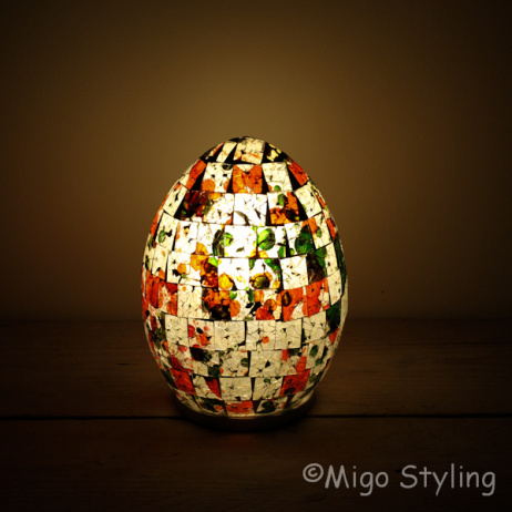Farbige Mosaik-Design-Tischlampe Egg (rot orange grün)