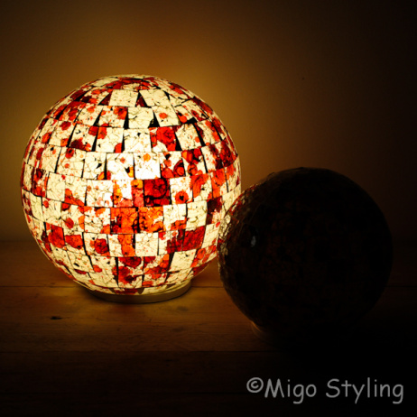 Farbige Mosaik-Design-Tischlampe Sphere (orange)