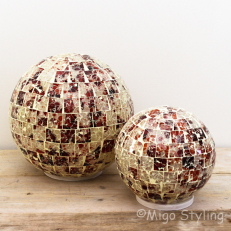 Farbige Mosaik-Design-Tischlampe Sphere (orange)