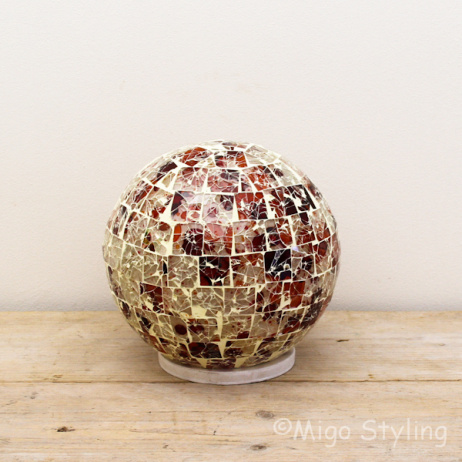 Gekleurde Mozaiek design tafellamp Bol (rood oranje) 