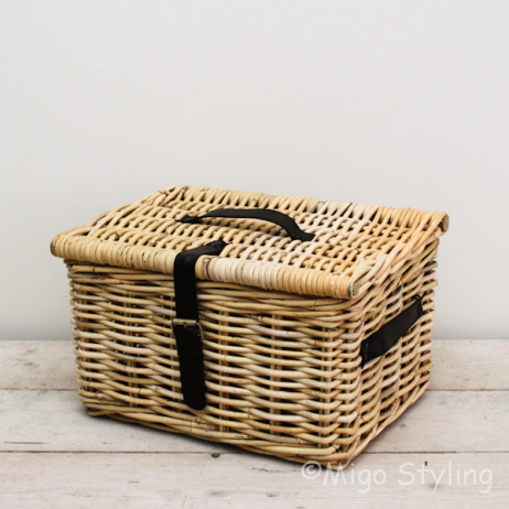 Bakfietsmand middel met deksel natural