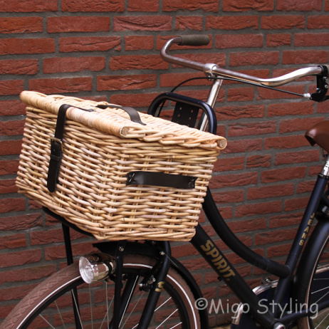 Bakfietsmand middel met deksel natural 