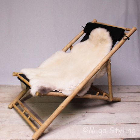 Relaxstoel van bamboe met hoofdsteun kussens