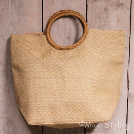 Jute tas met ronde hengsels
