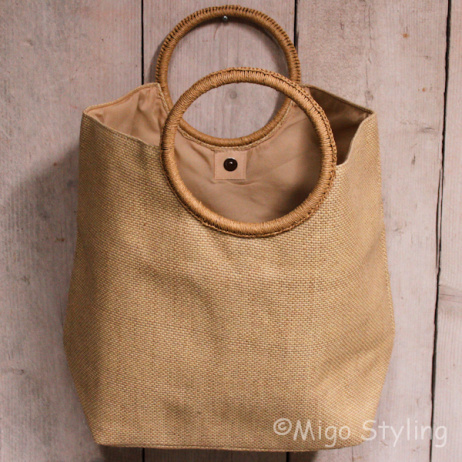 Jute tas met ronde hengsels 