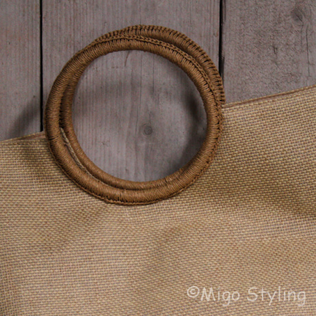 Jute tas met ronde hengsels 