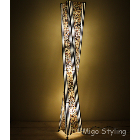 Vloerlamp Twist capizschelp 170 cm brons koper 