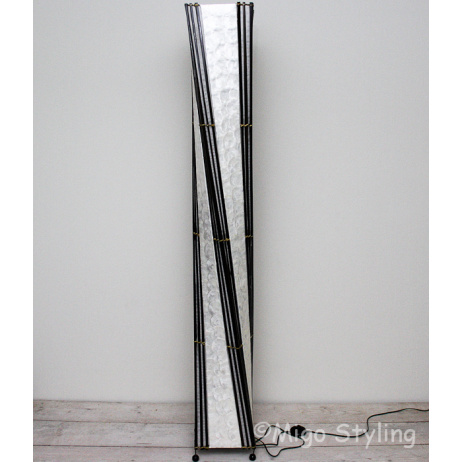 Vloerlamp Twist capizschelp 170 cm zwart wit 