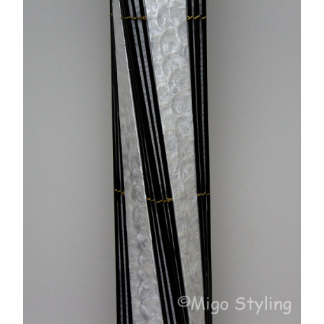 Vloerlamp Twist capizschelp 170 cm zwart wit