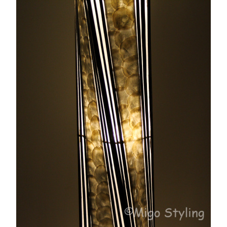 Vloerlamp Twist capizschelp 170 cm zwart wit